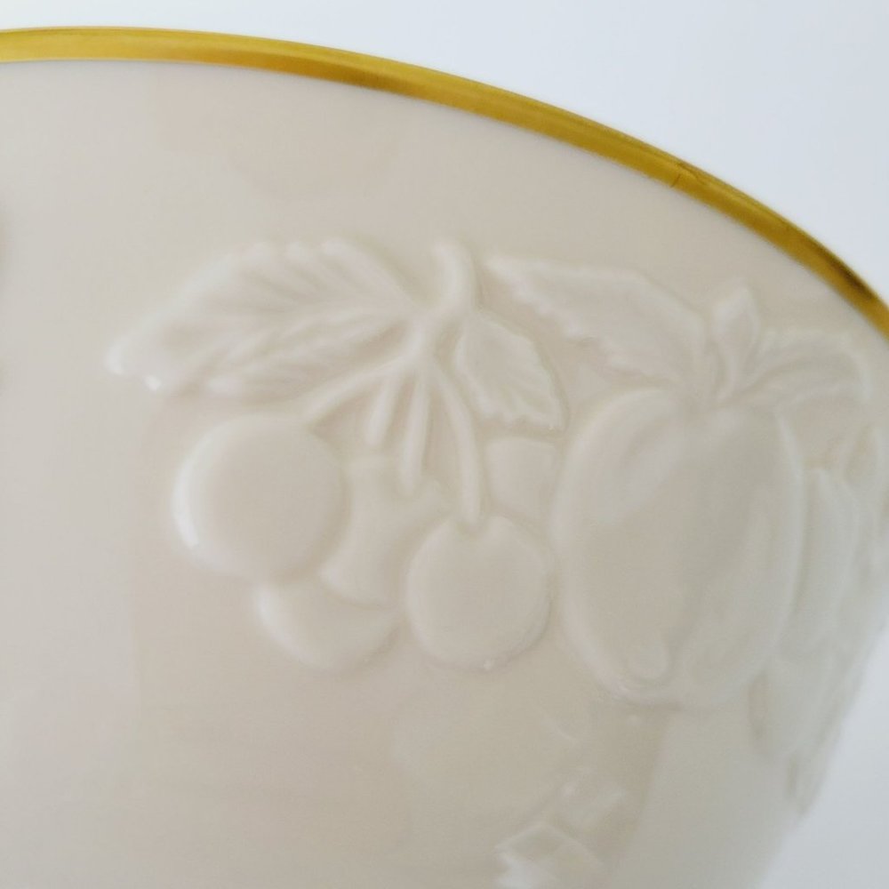 Lenox Fruits of Life Serving Bowl, Gold Trim Embossed Fruit Vintage USA Made - Picture 5 of 14